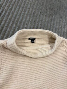 Ann Taylor Ivory Ribbed Turtleneck Sweater